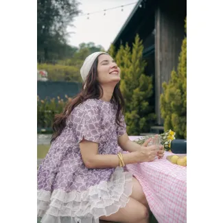 Purple Ruffled Hemline Tunic Top