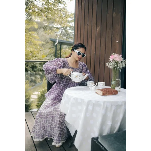 Purple Smocked Yoke Cord Set